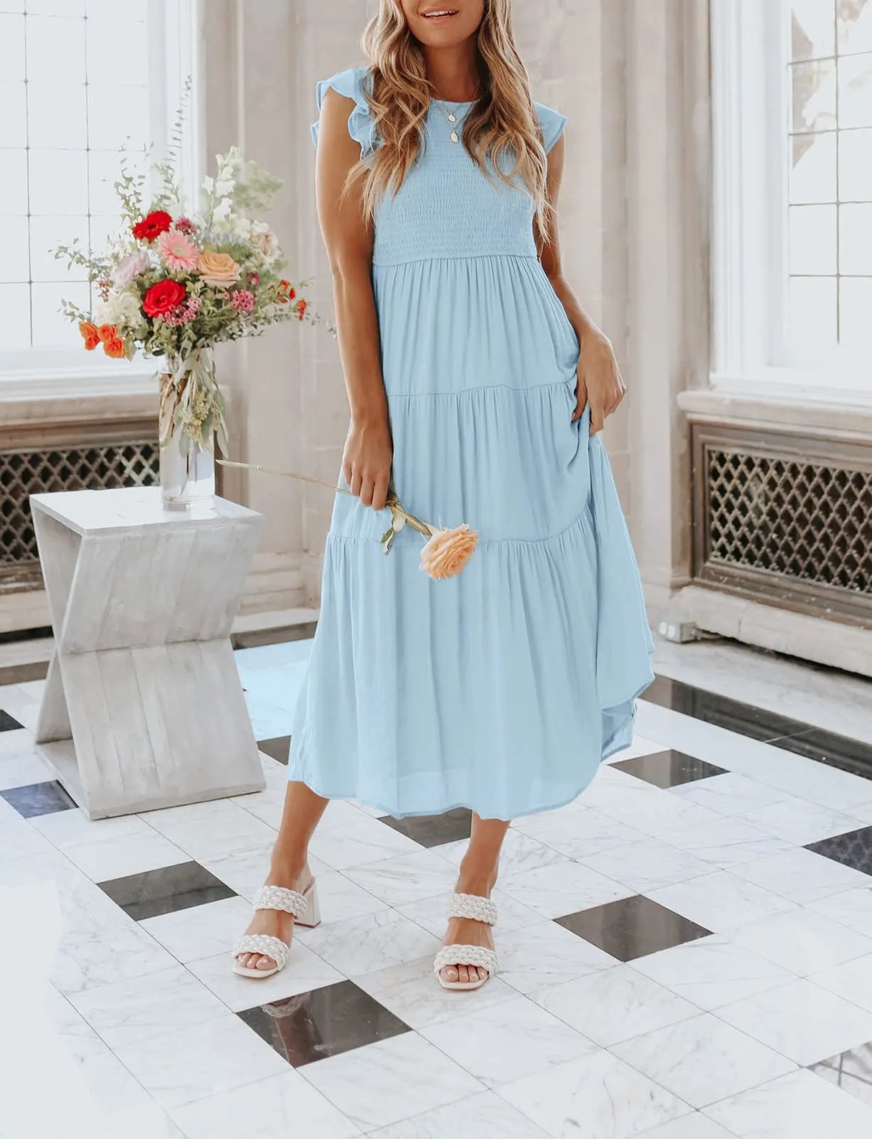 Eaksone - Women's summer casual flowing short midi dress