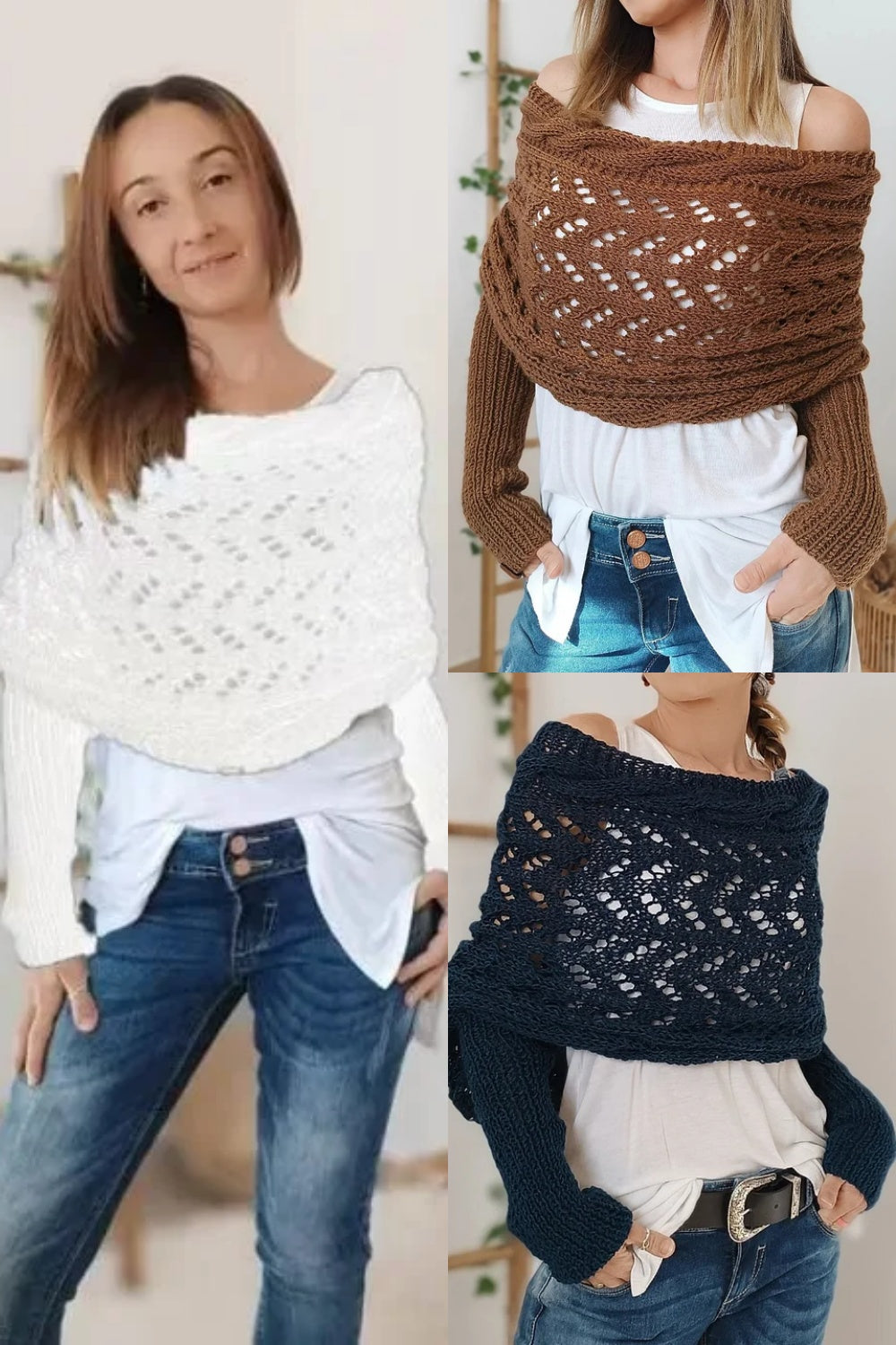 Eaksone - Knitted Wrap Shrugs For Women