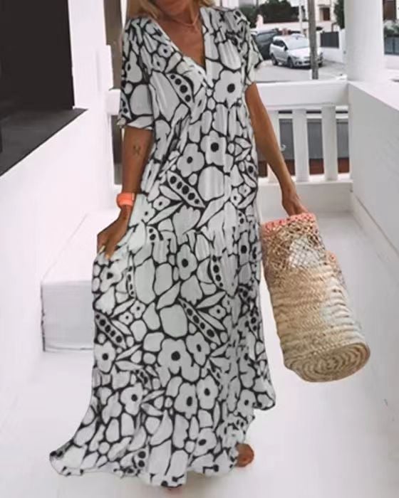Eaksone - Women's Casual Floral Swing Dress Summer Dress
