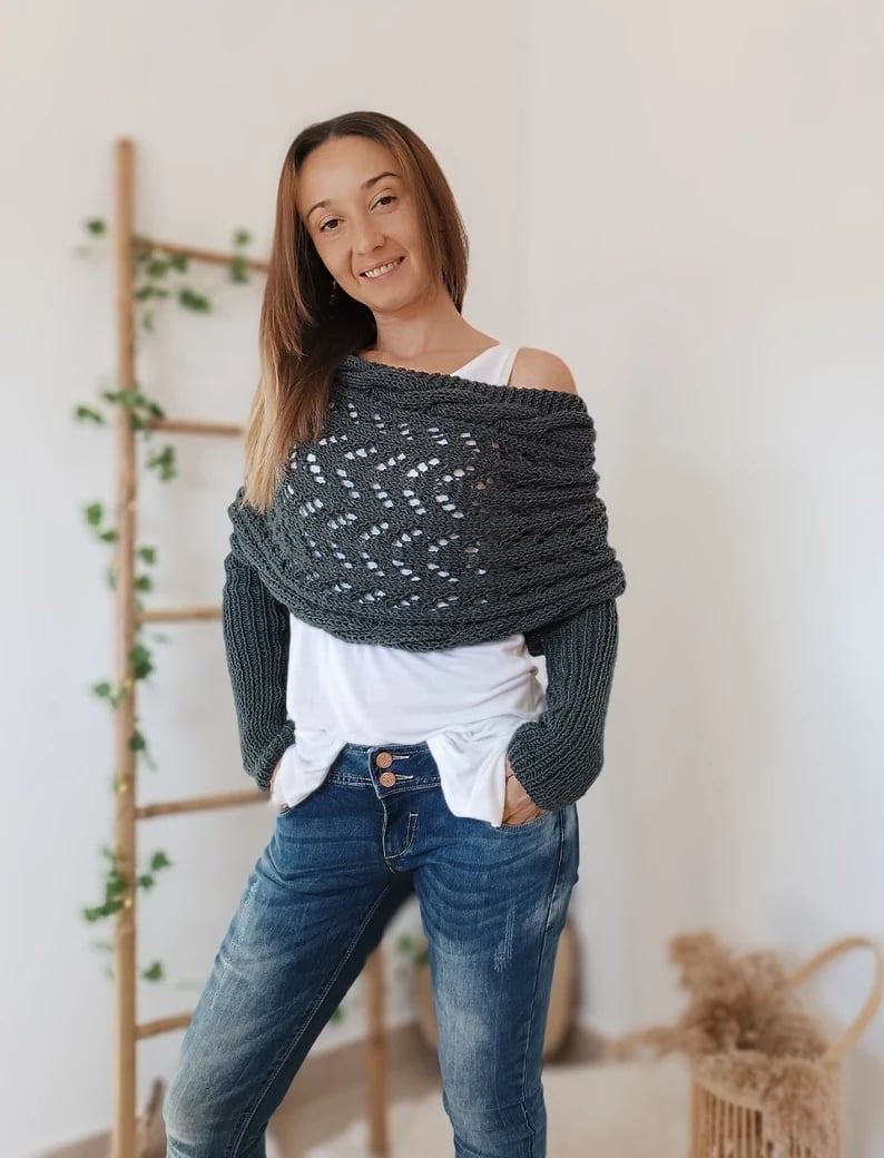 Eaksone - Knitted Wrap Shrugs For Women