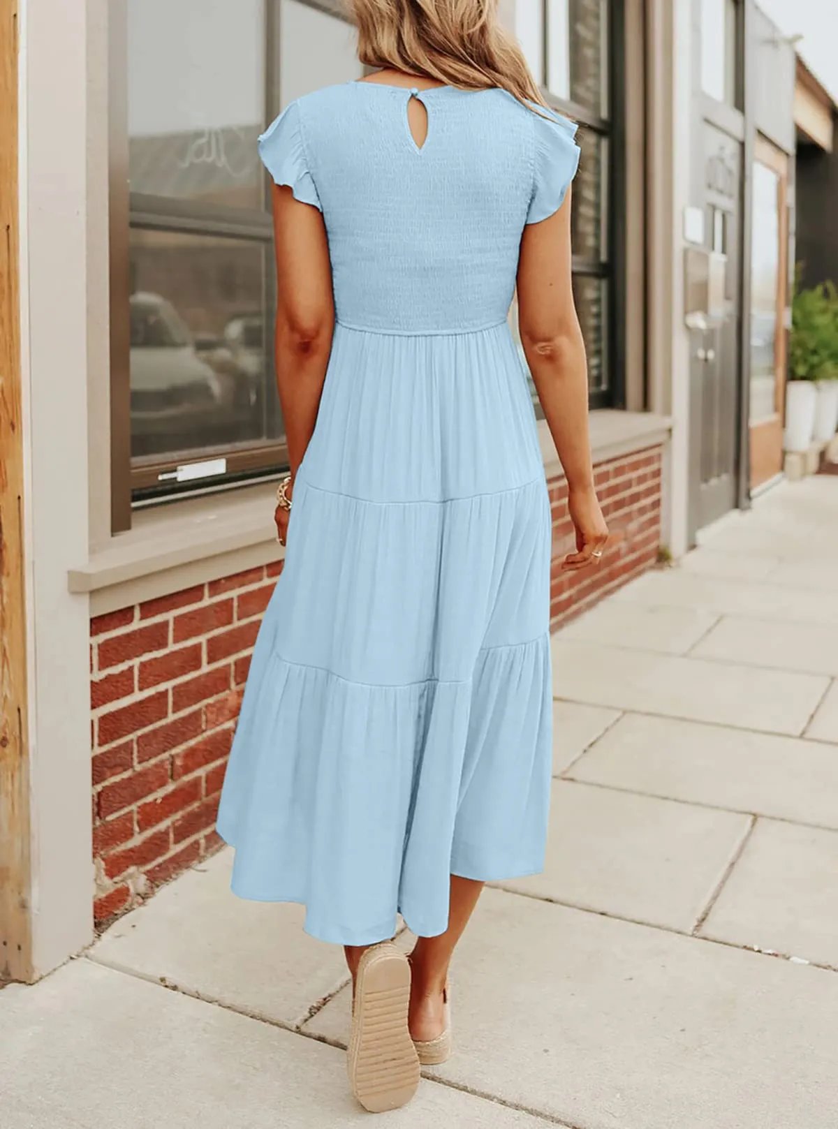 Eaksone - Women's summer casual flowing short midi dress