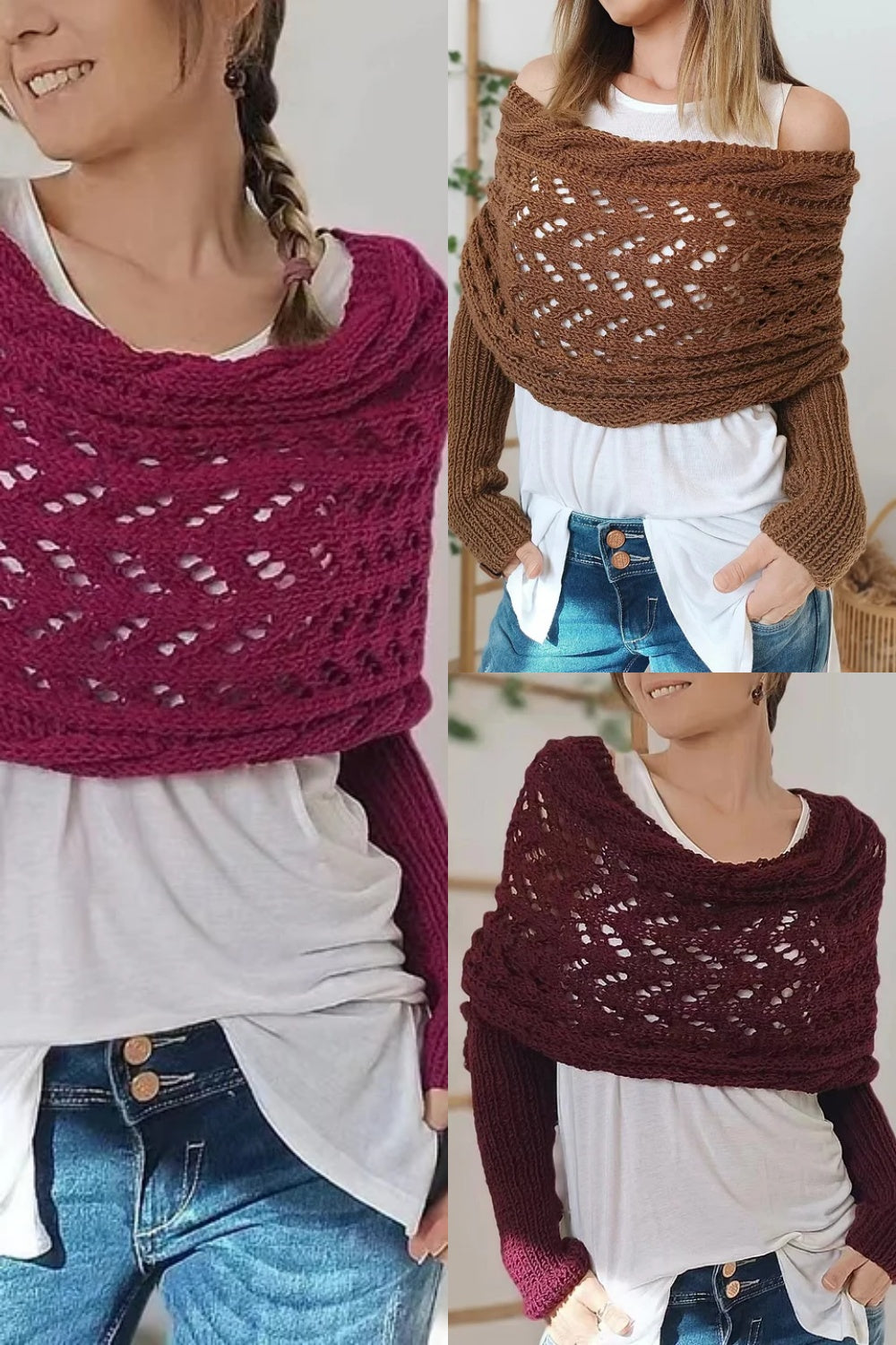Eaksone - Knitted Wrap Shrugs For Women
