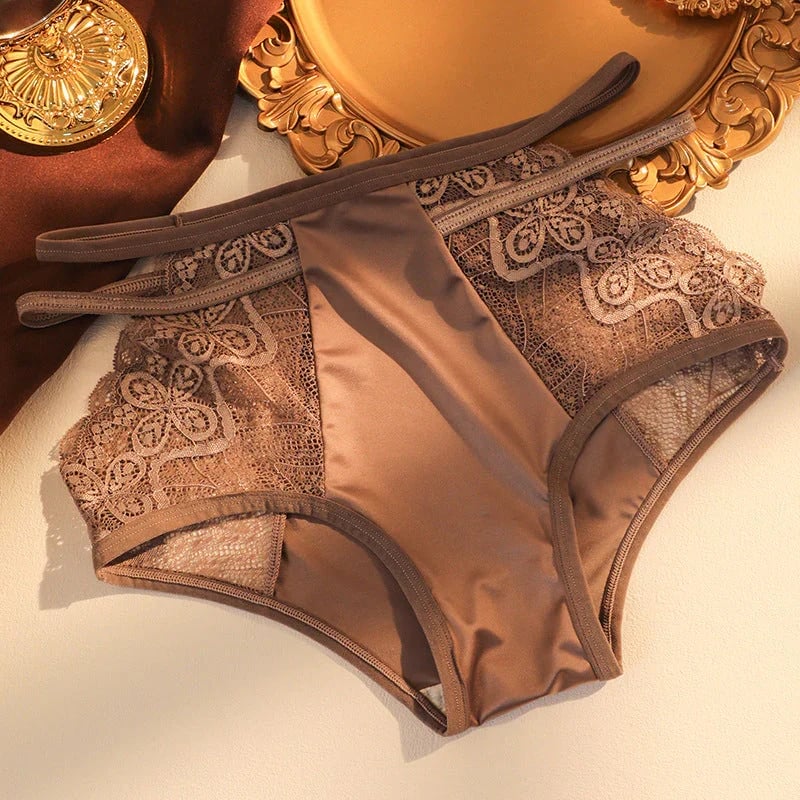 Eaksone - Seamless Ice Silk Lace Hollow Sexy Breathable Briefs