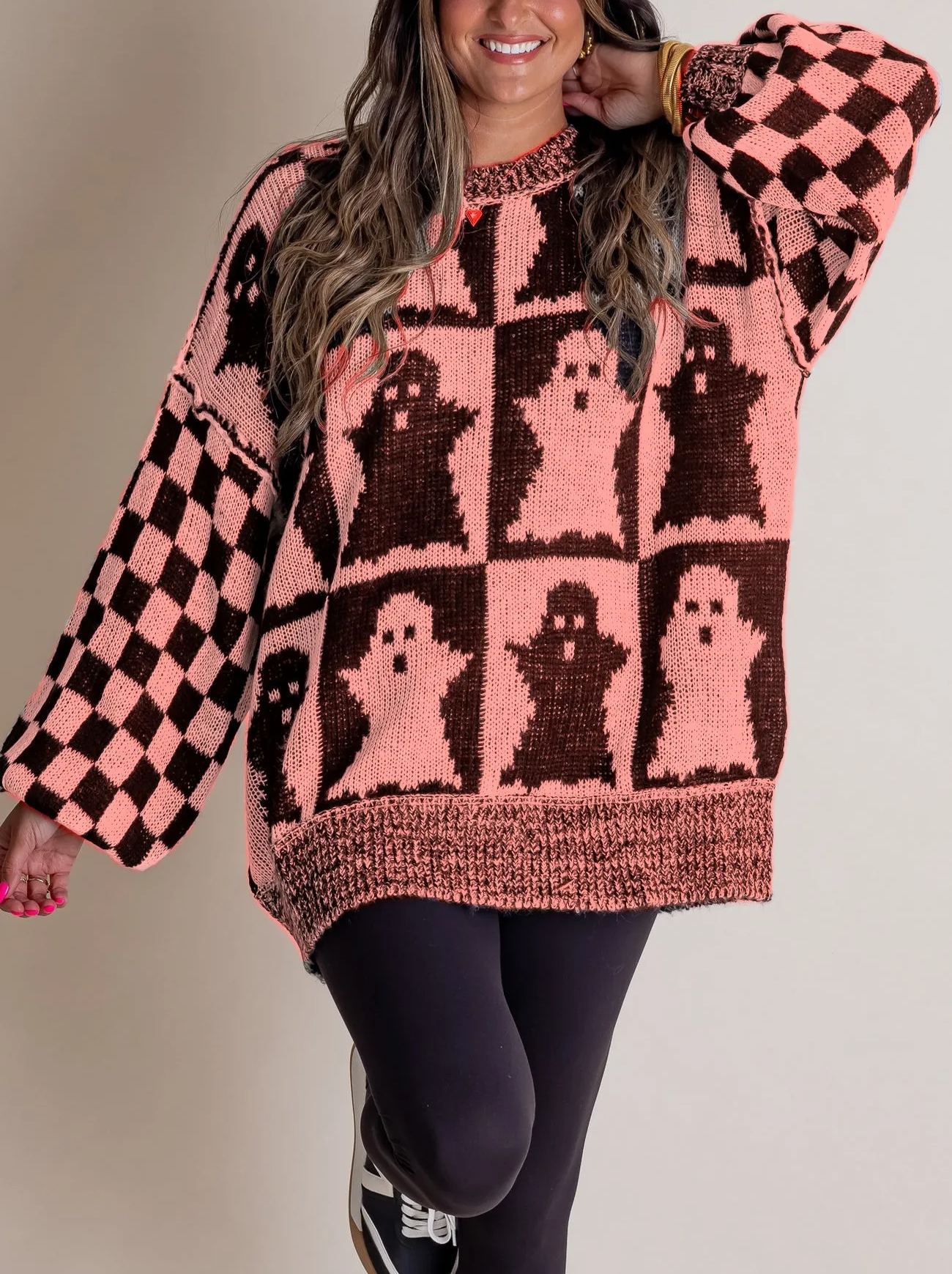 Eaksone - Women's Halloween Checkered Sweater