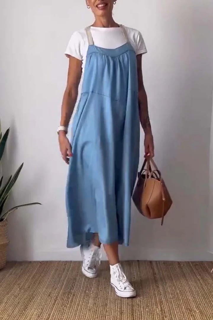 Eaksone - Women's Simple Cotton Linen Sling Dress