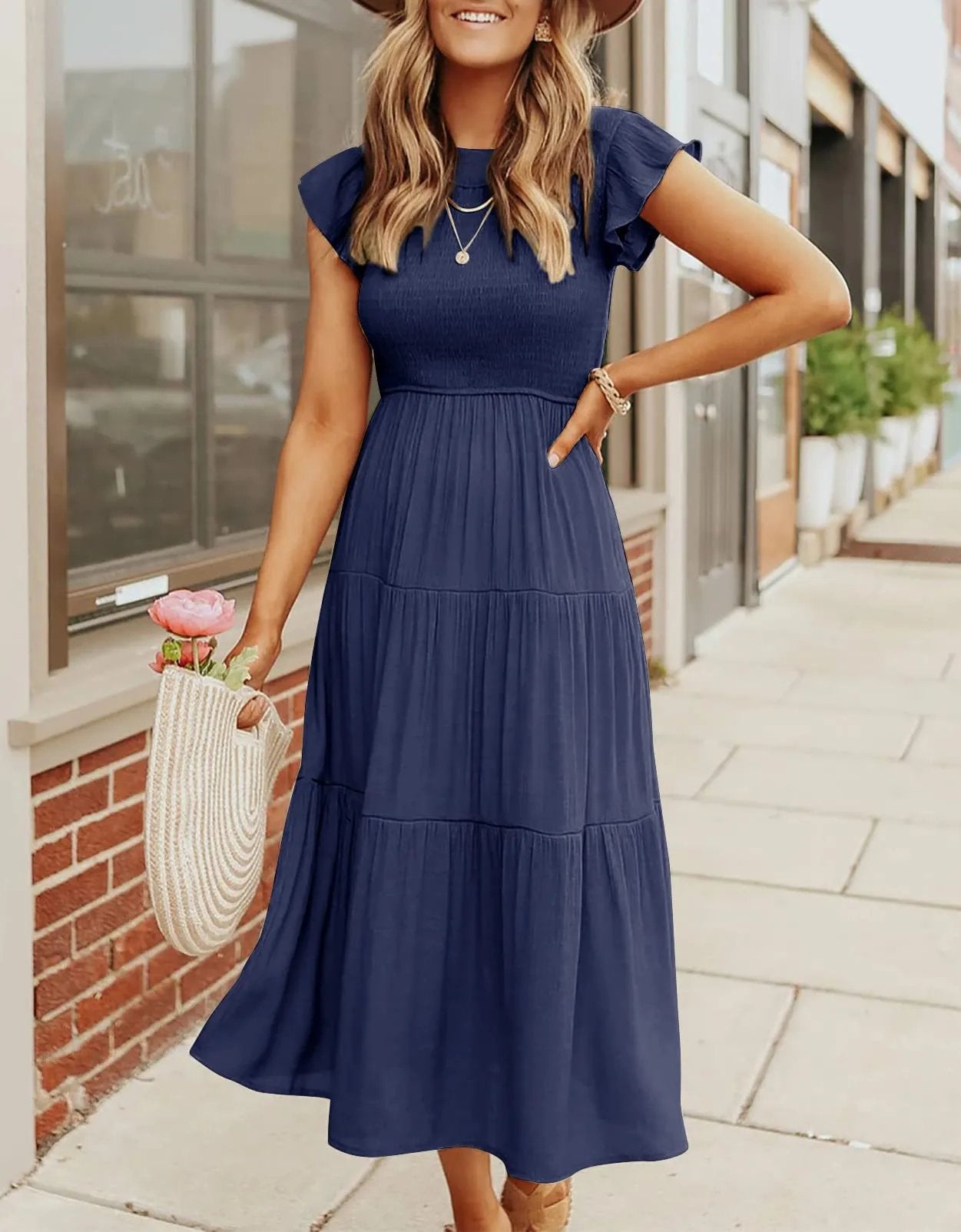 Eaksone - Women's summer casual flowing short midi dress