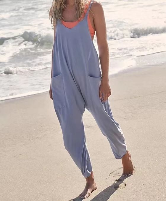 Eaksone - Wide Leg Jumpsuit with Pockets