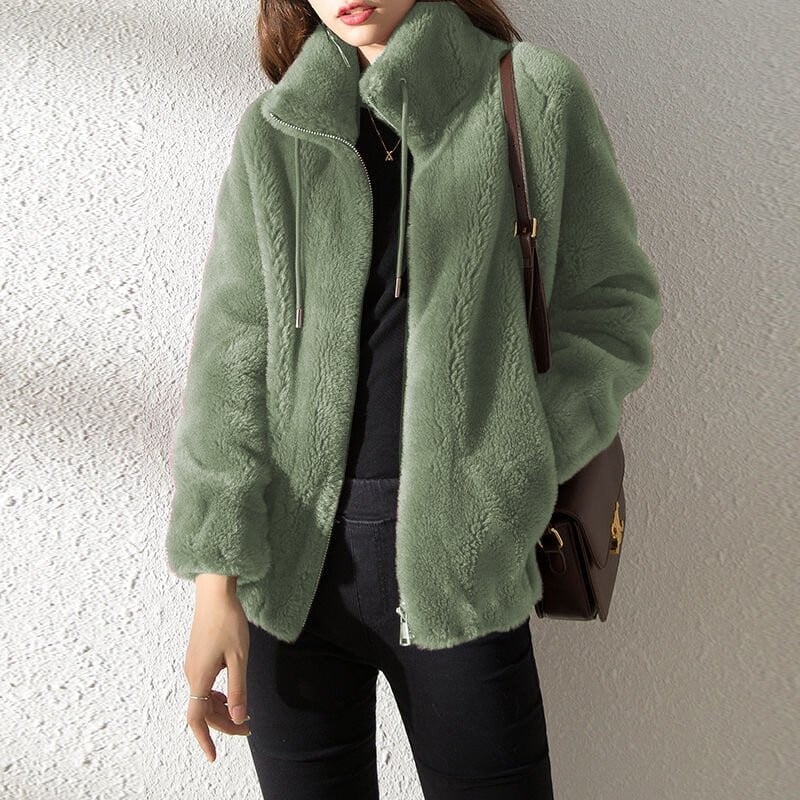 Eaksone - Padded Coat Stand-collar Double-faced Fleece Jacket