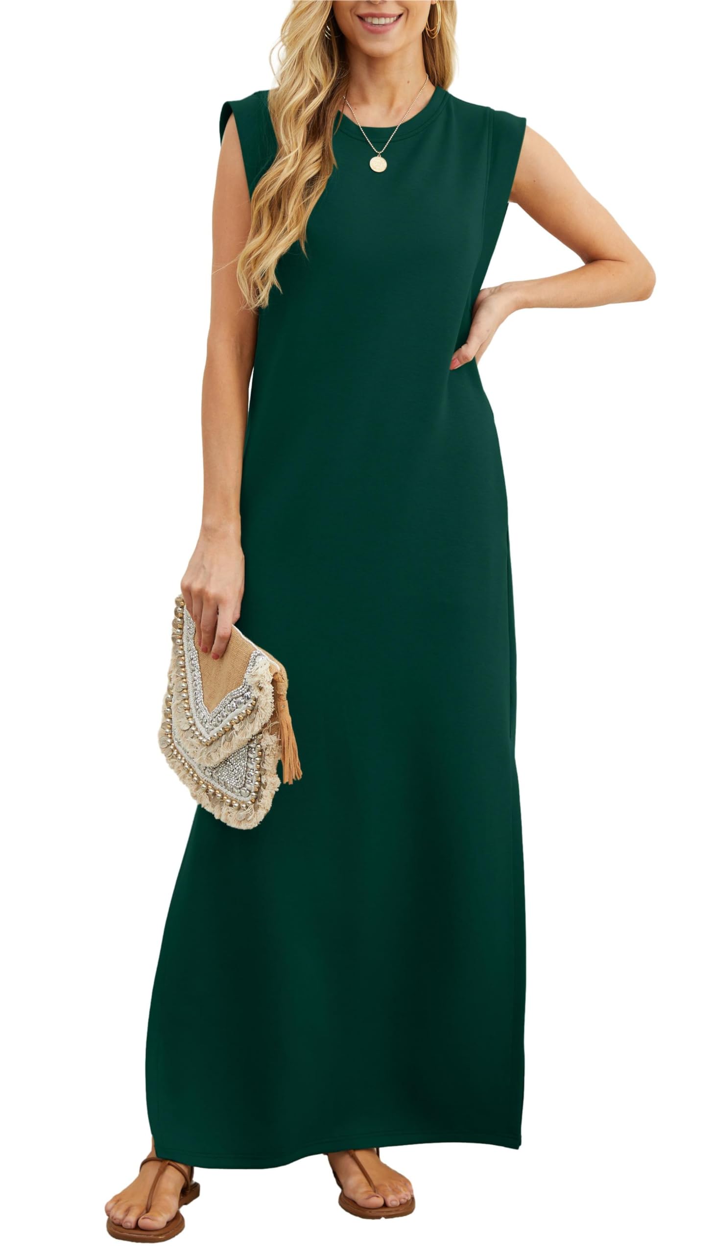 Eaksone - women's casual loose split wrinkle free maxi dress