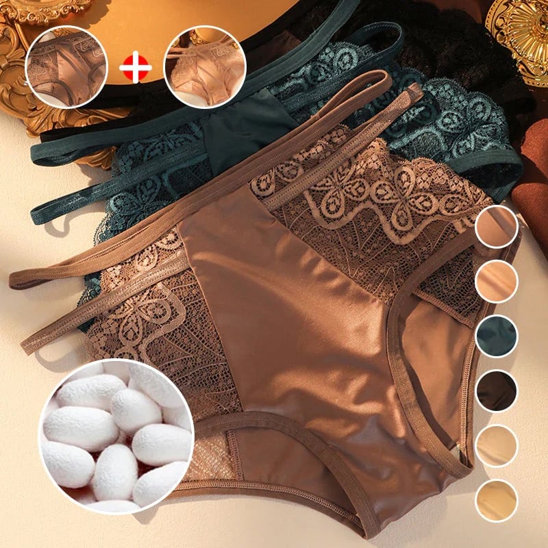 Eaksone - Seamless Ice Silk Lace Hollow Sexy Breathable Briefs