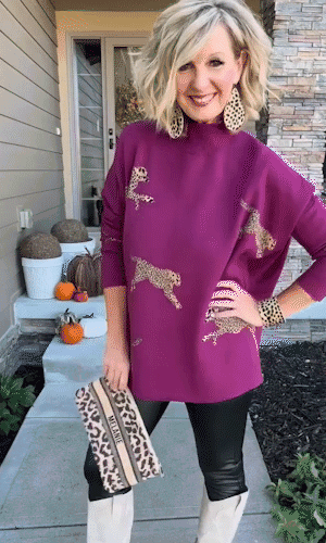 Eaksone - casual vintage tiger and leopard print long sleeve tops