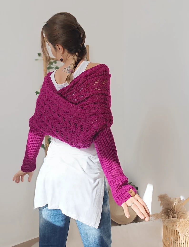 Eaksone - Knitted Wrap Shrugs For Women