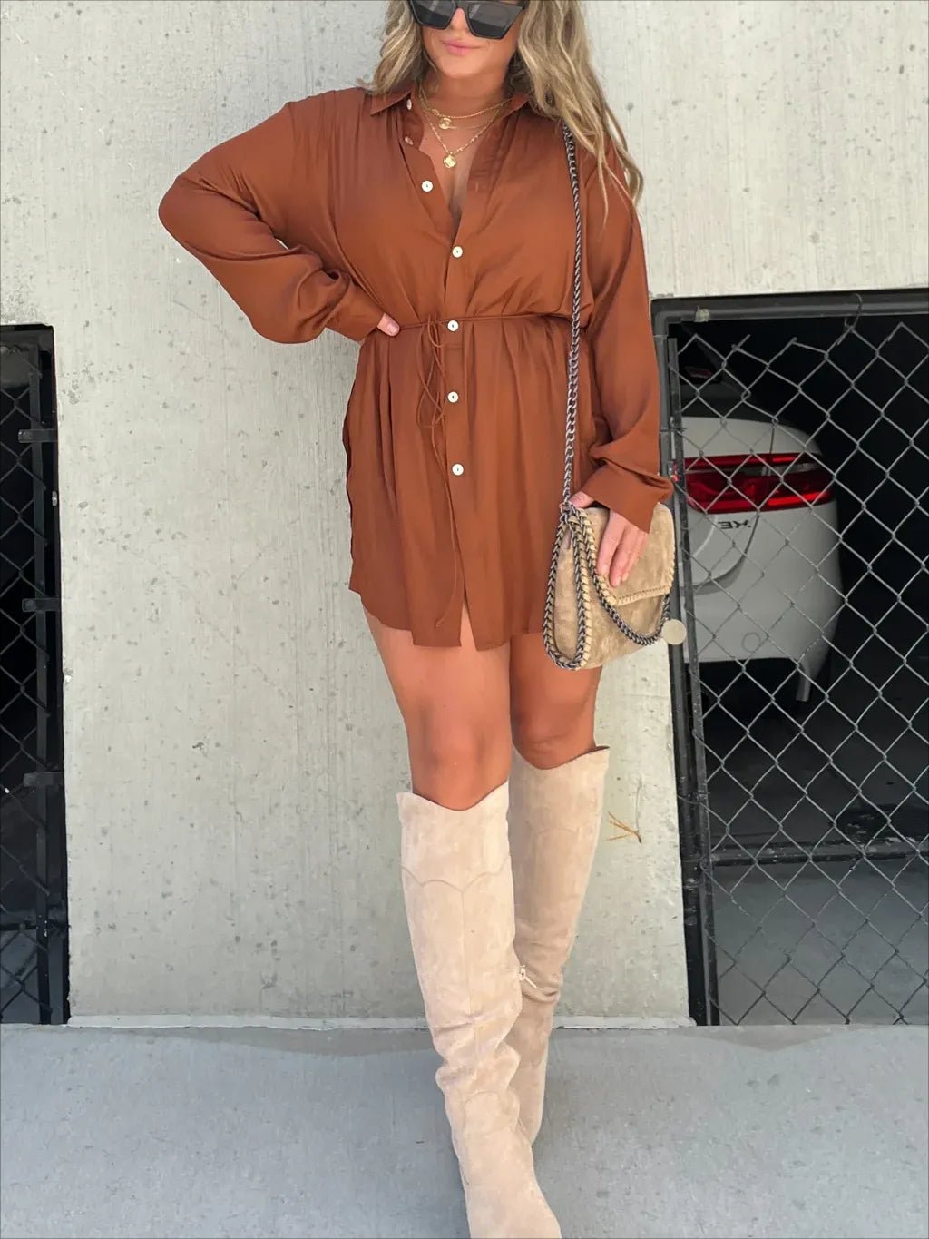 Eaksone - Versatile solid color long sleeve shirt suit