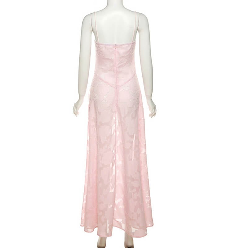 Eaksone - Fishbone halter dress crushed flower dress