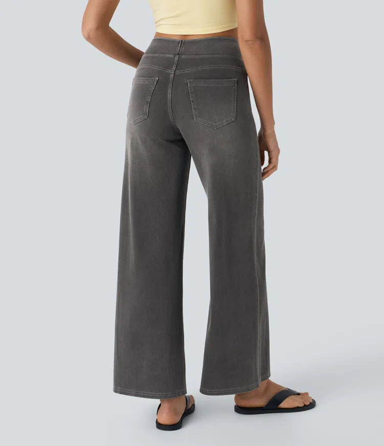 Eaksone - Super Stretch High-Waisted Wide Leg Jeans
