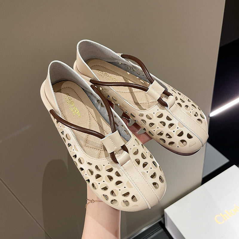 Eaksone - Women's retro hollow soft leather shoes
