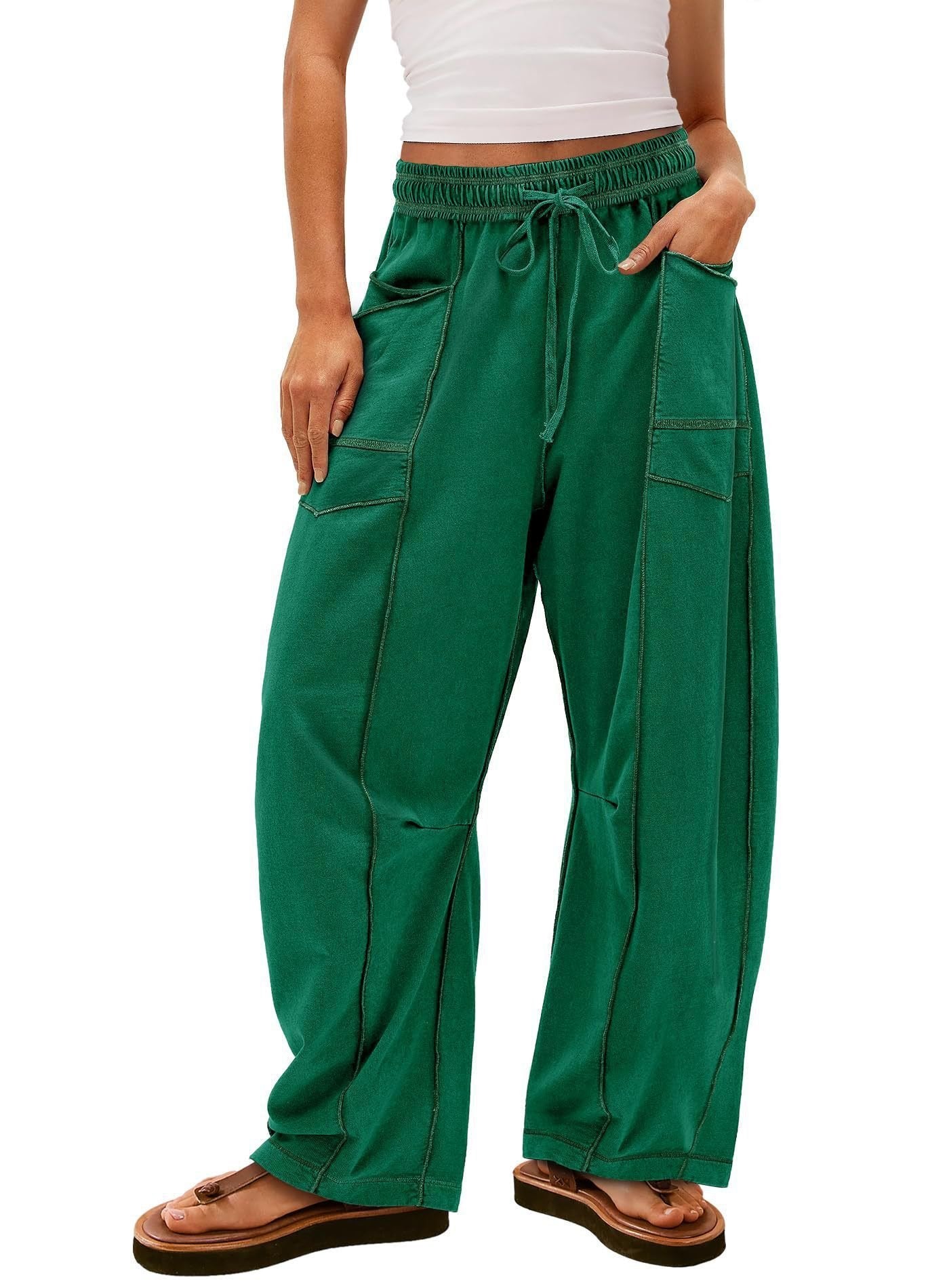 Eaksone - Womens Baggy Barrel Pants Wide Legs, Big Pockets, Zero Stress!