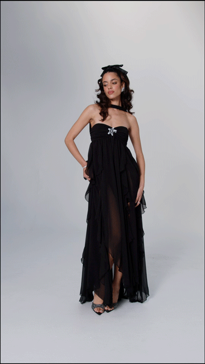 Eaksone - French halterneck chiffon dress