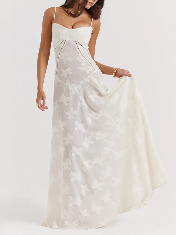 Eaksone - Fishbone halter dress crushed flower dress