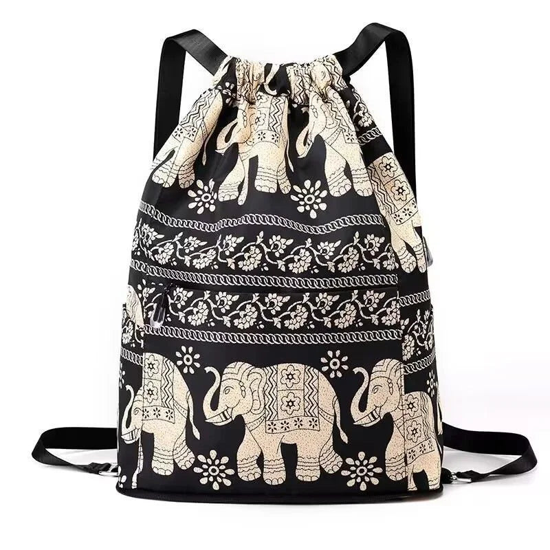 Eaksone - Drawstring Foldable Large Capacity Dry-wet Separation Travel Sports Backpack