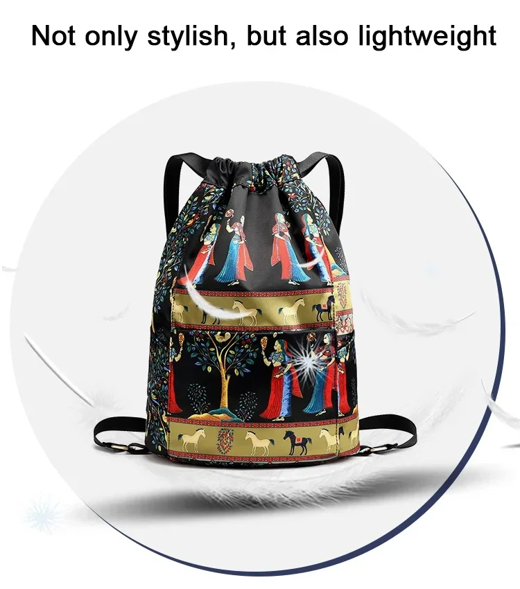 Eaksone - Drawstring Foldable Large Capacity Dry-wet Separation Travel Sports Backpack