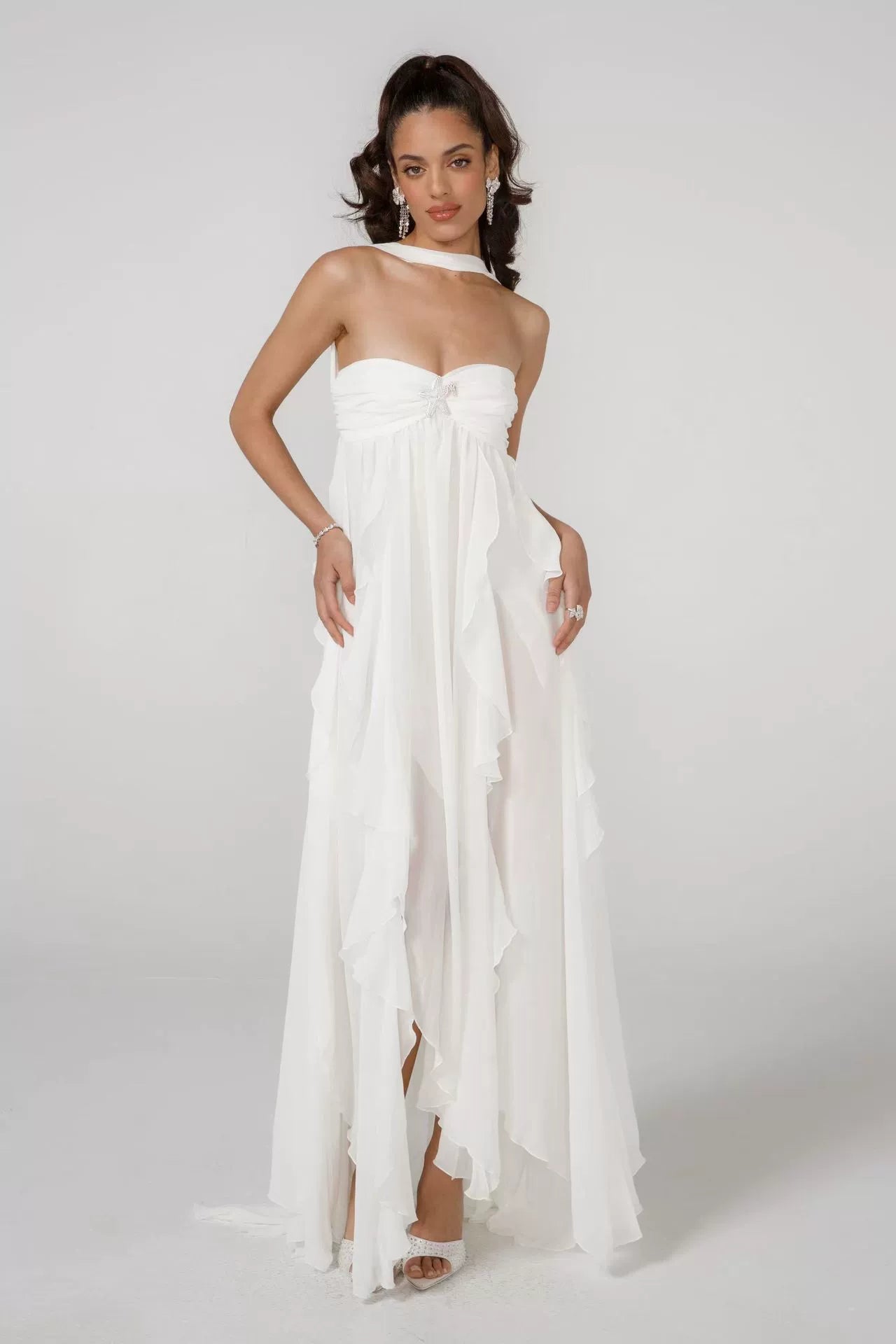 Eaksone - French halterneck chiffon dress