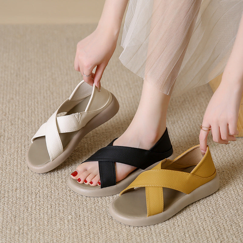 Eaksone - Women's Soft Cross Leather Sandals