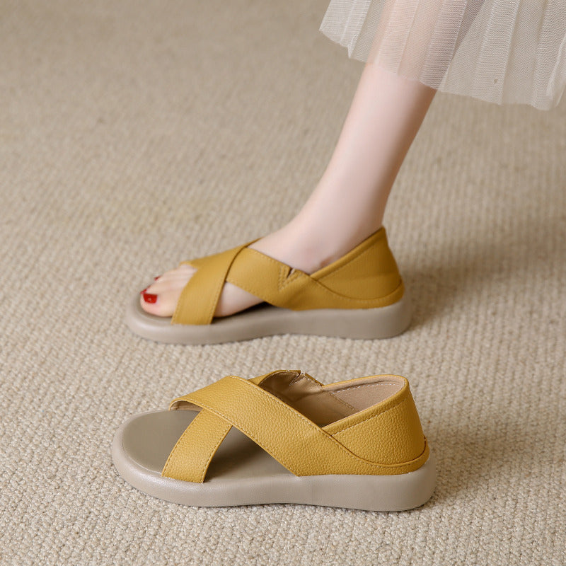 Eaksone - Women's Soft Cross Leather Sandals