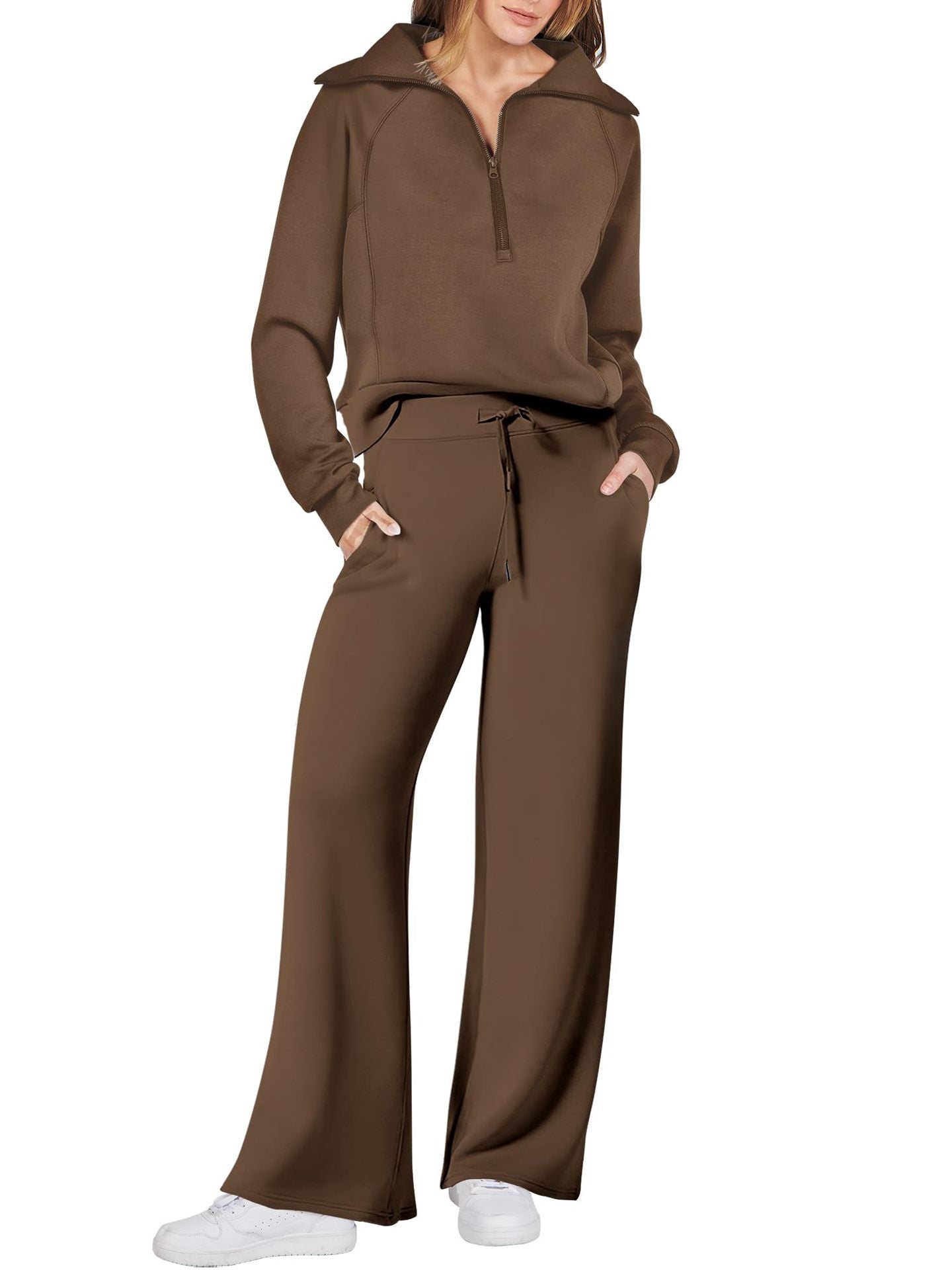 Eaksone - Women's Navy Collar Half Zip Suit