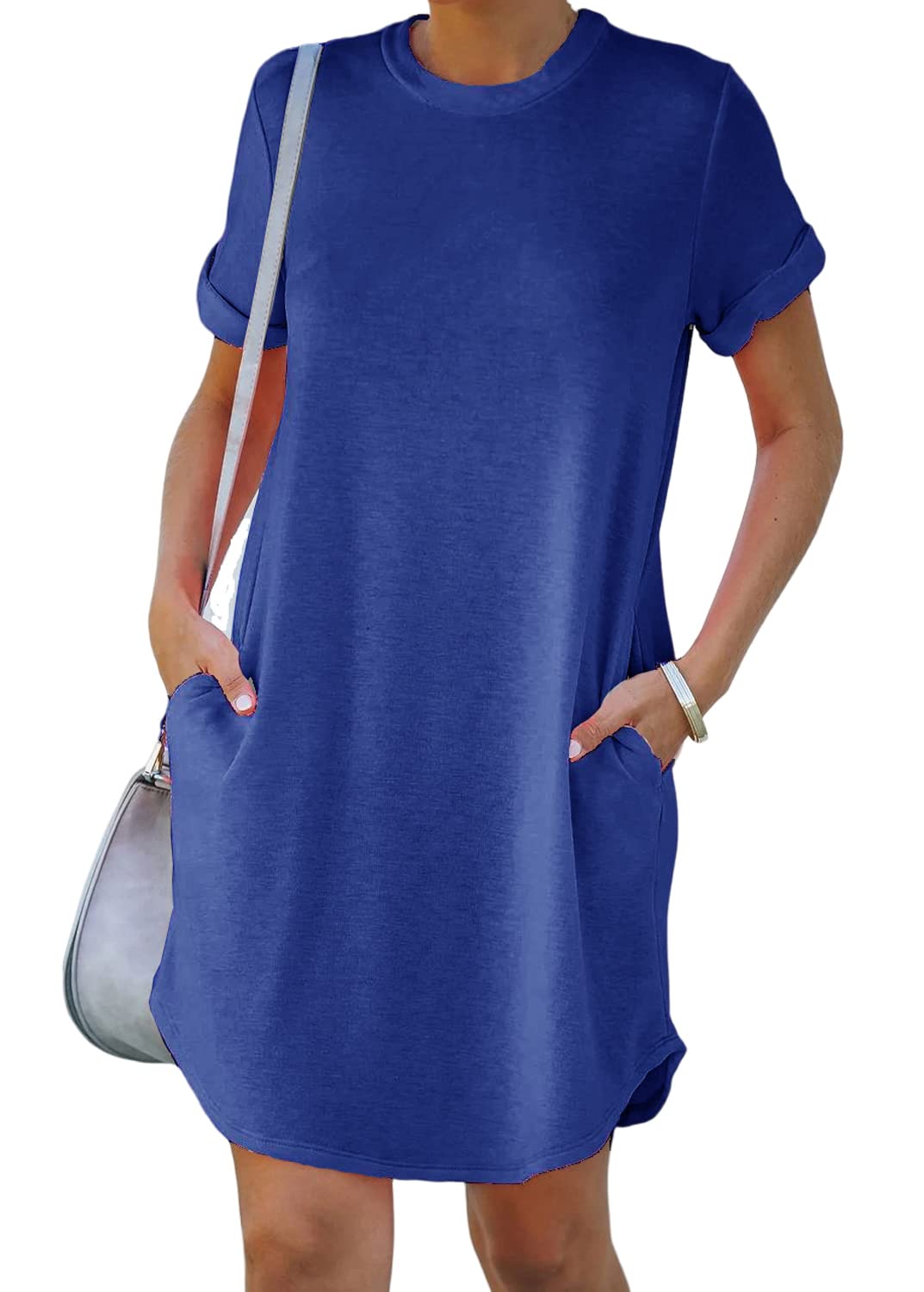 Eaksone - Casual short-sleeved T-shirt dress with pockets