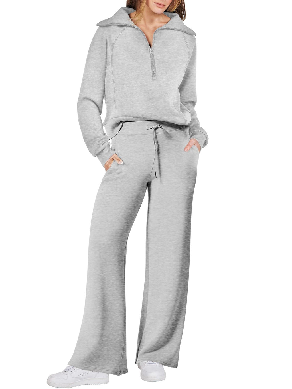Eaksone - Women's Navy Collar Half Zip Suit