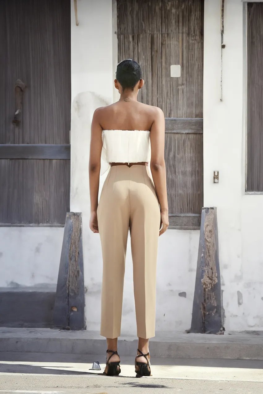 Eaksone - Tailored Pleat High Waist Pants
