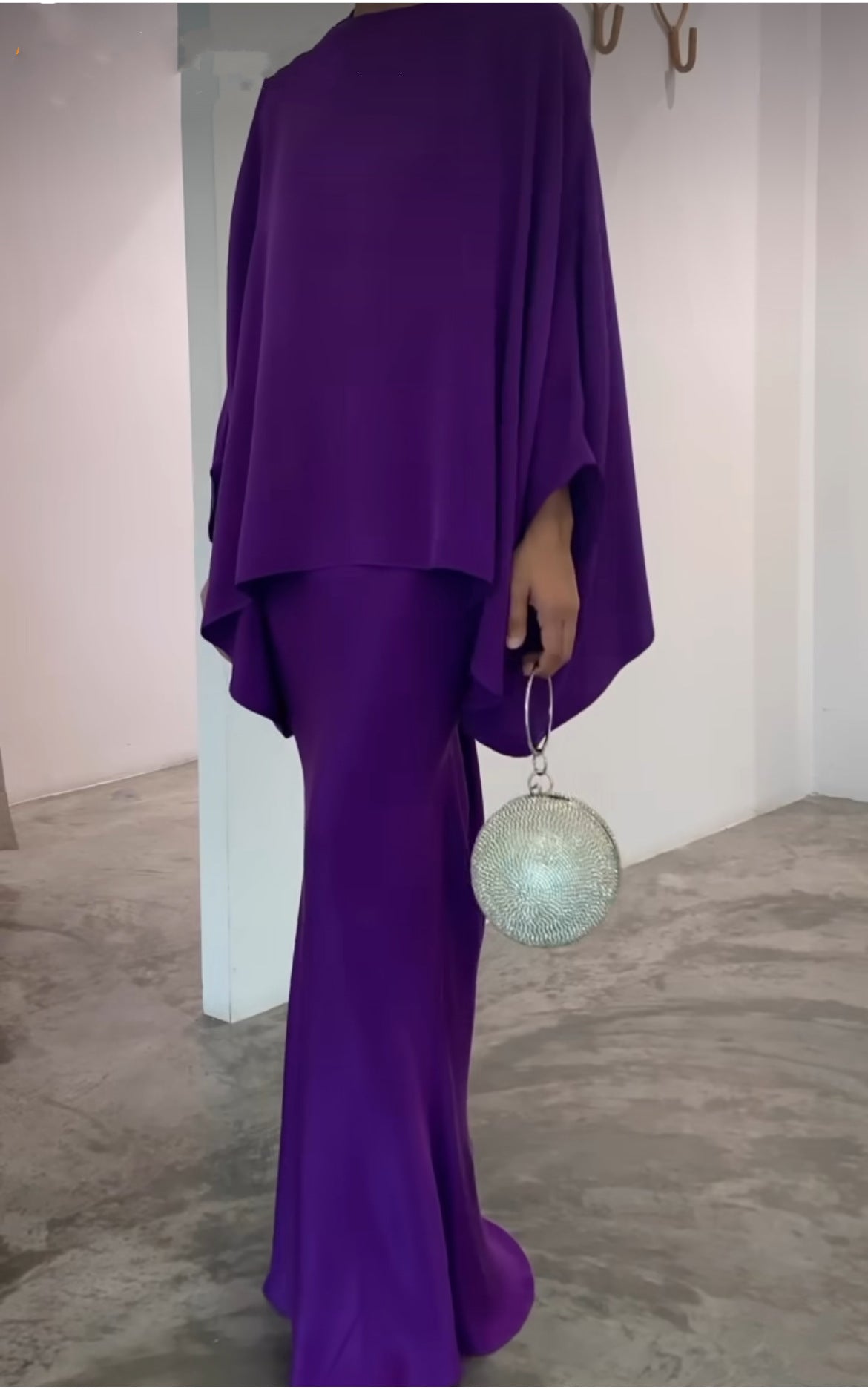 Eaksone - Fashion Solid Color Irregular Top Skirt Two-Piece Set