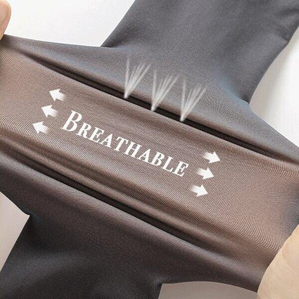 Eaksone - Flawless Legs Fake Translucent Warm Plush Lined Elastic Tights