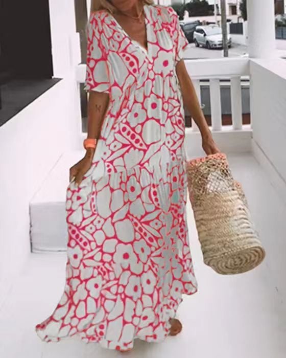 Eaksone - Women's Casual Floral Swing Dress Summer Dress
