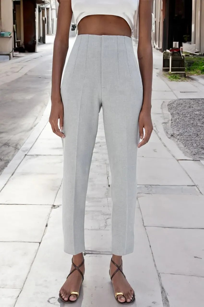 Eaksone - Tailored Pleat High Waist Pants