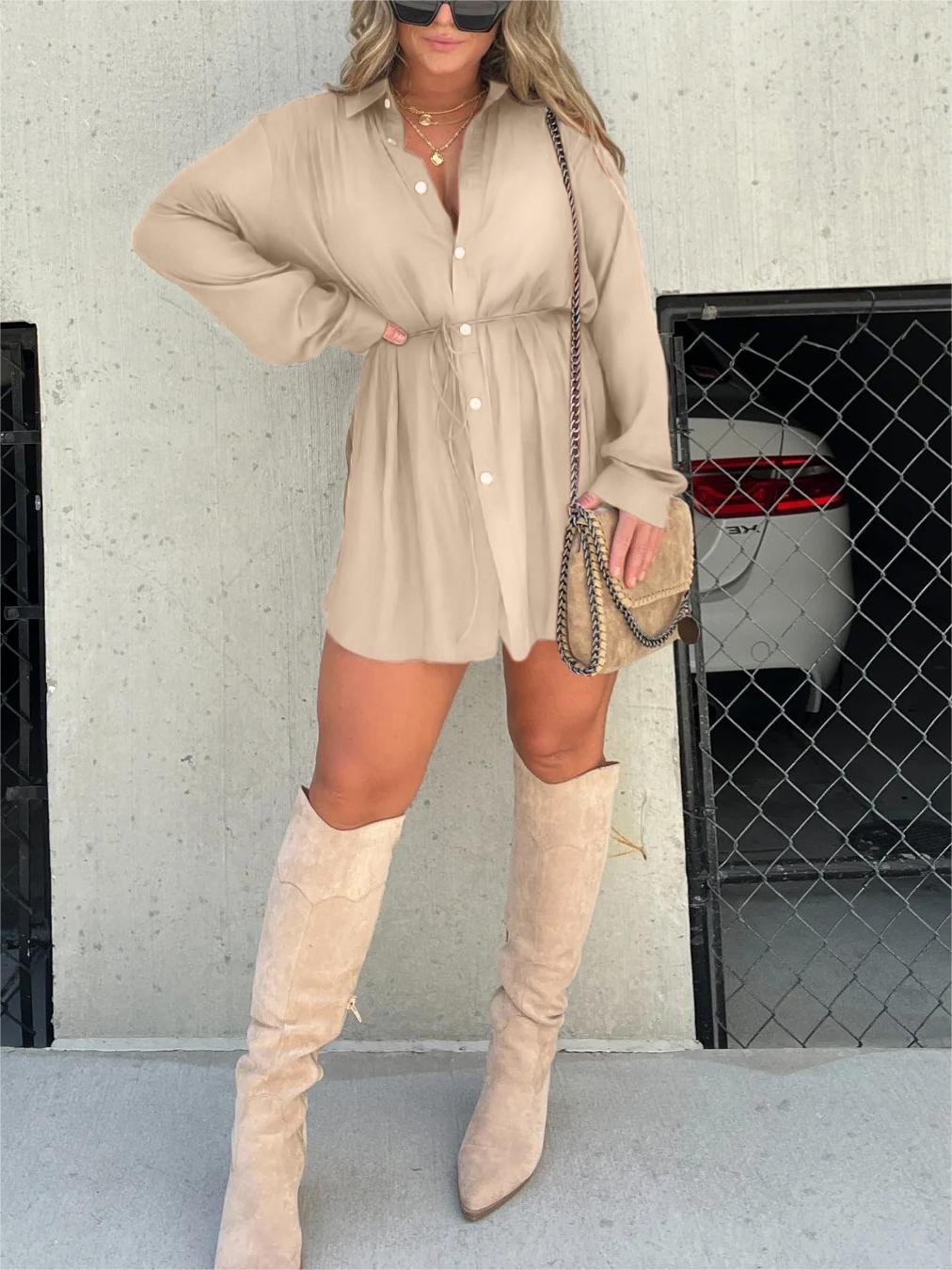 Eaksone - Versatile solid color long sleeve shirt suit