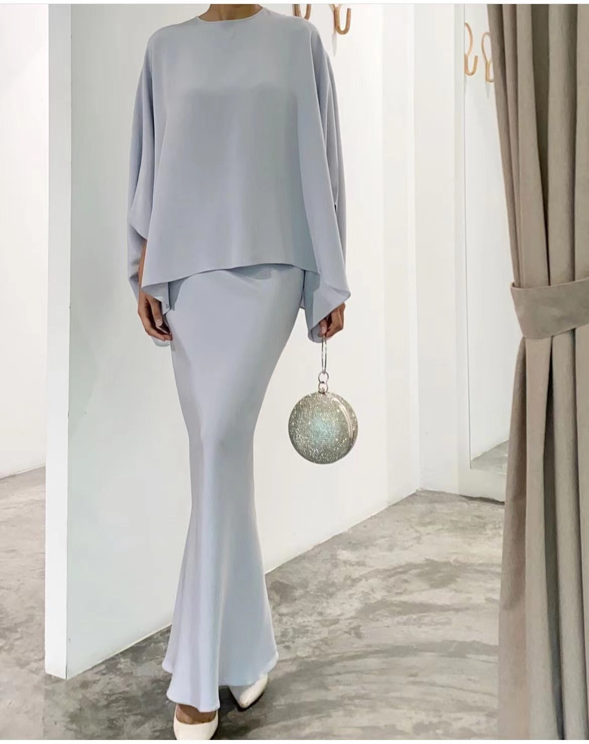 Eaksone - Fashion Solid Color Irregular Top Skirt Two-Piece Set