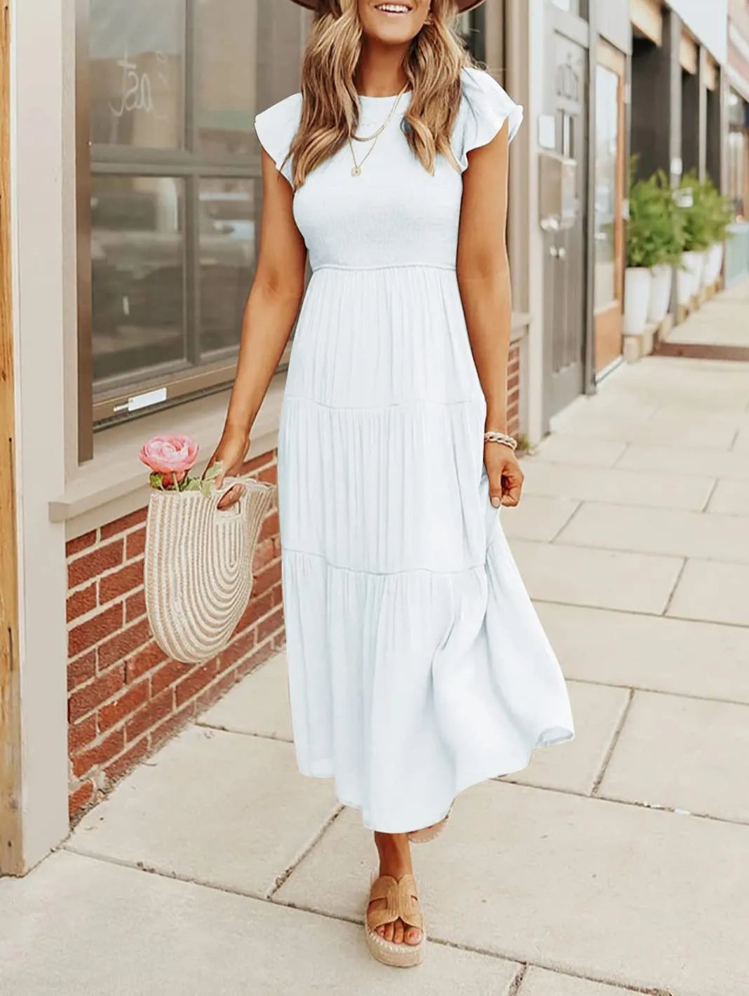 Eaksone - Women's summer casual flowing short midi dress