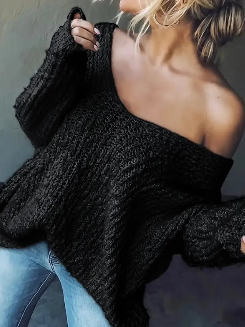 Eaksone - Women's Off-the-Shoulder Sweater Loose Lightweight Pullover Top