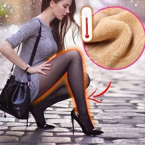 Eaksone - Flawless Legs Fake Translucent Warm Plush Lined Elastic Tights