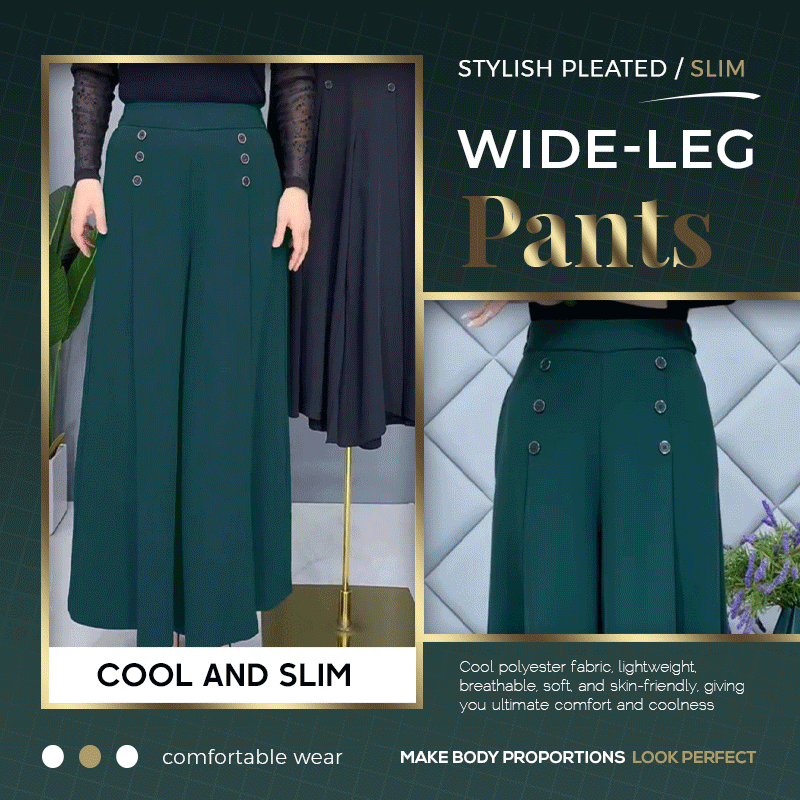 Eaksone - Stylish Pleated Wide-leg Pants