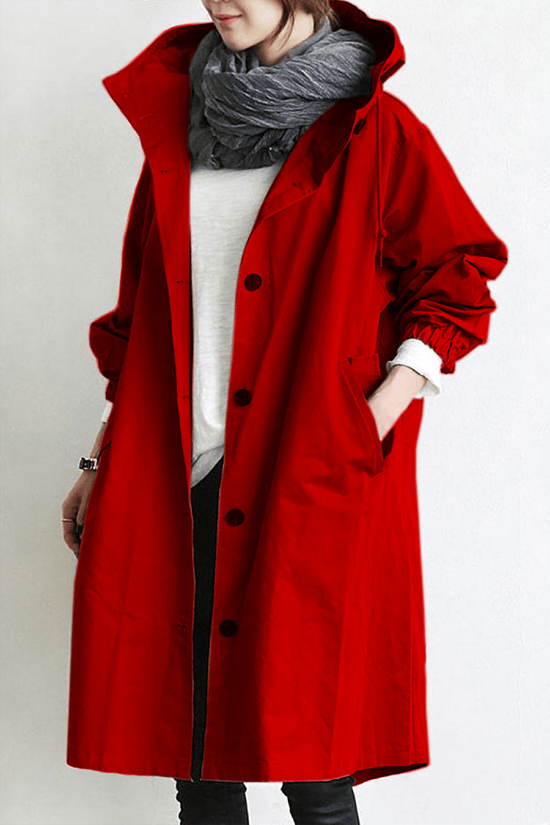 Eaksone - Water Resistant Oversized Hooded Windbreaker Rain Jacket