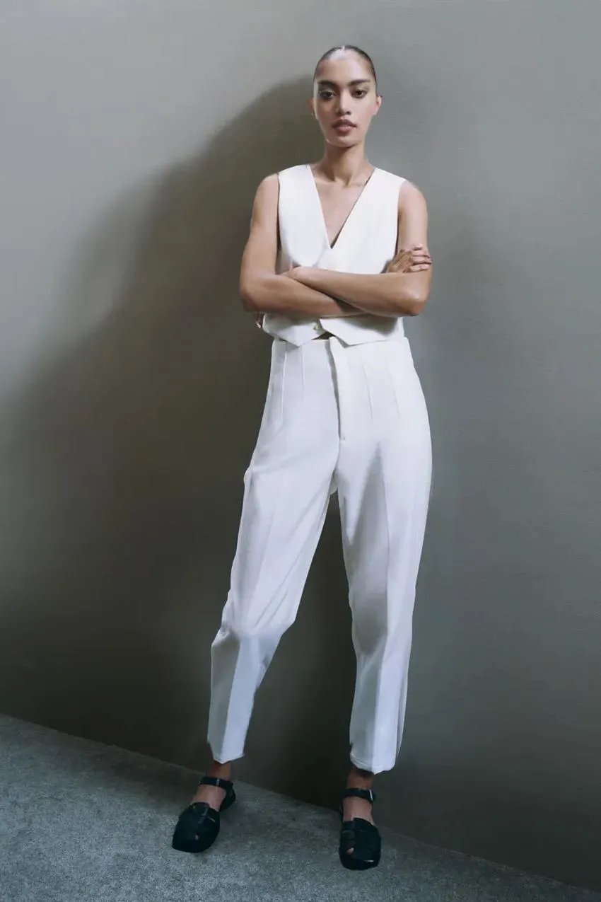 Eaksone - Tailored Pleat High Waist Pants