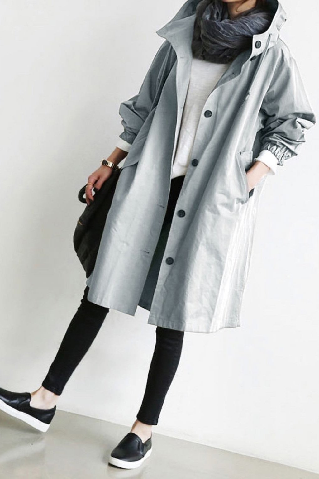 Eaksone - Water Resistant Oversized Hooded Windbreaker Rain Jacket