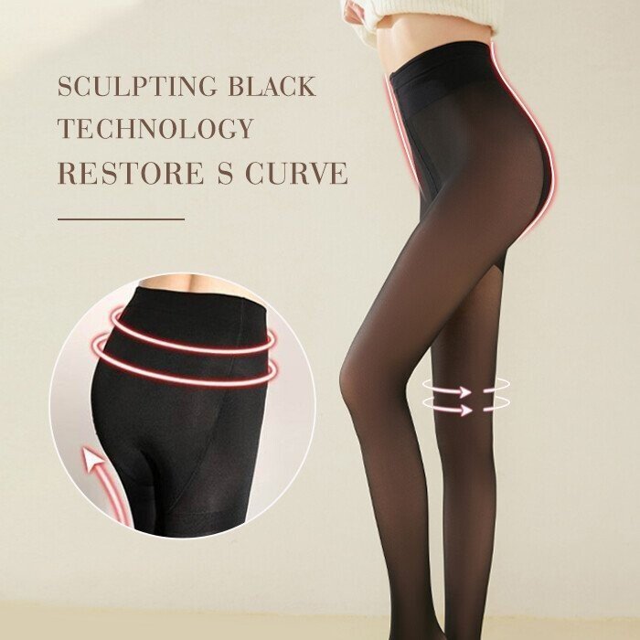 Eaksone - Flawless Legs Fake Translucent Warm Plush Lined Elastic Tights