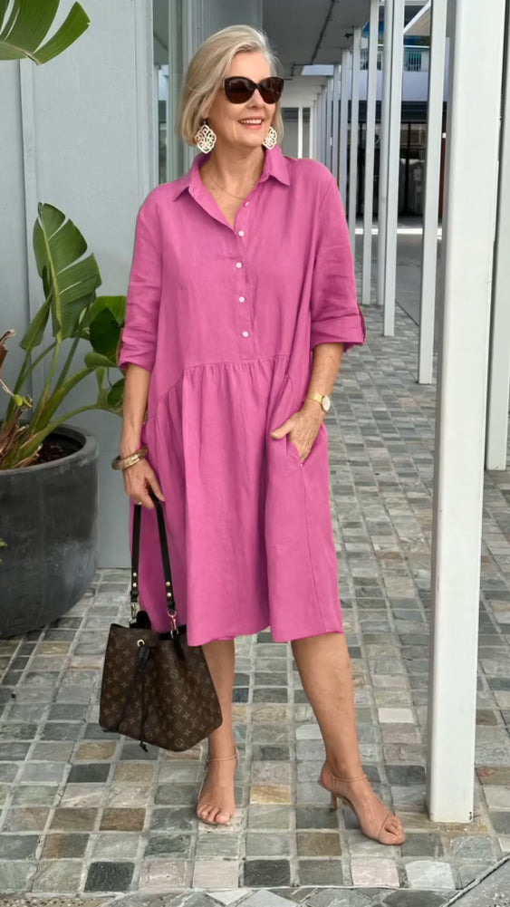 Eaksone - New Women's Cotton linen casual dress