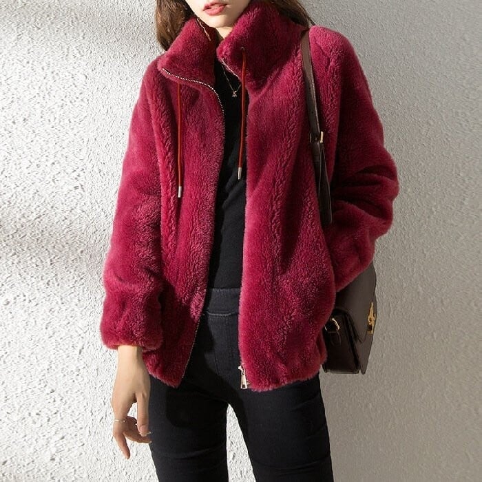 Eaksone - Padded Coat Stand-collar Double-faced Fleece Jacket