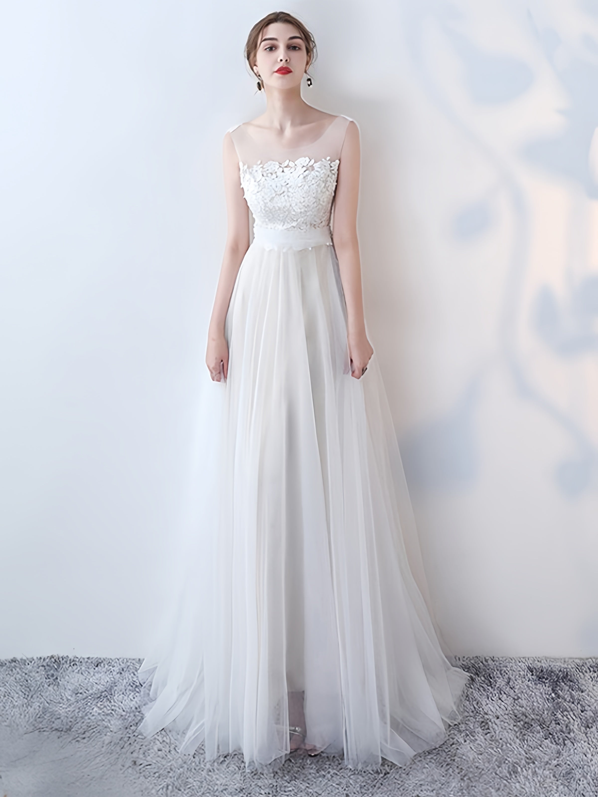 New elegant simple long lace banquet host evening dress