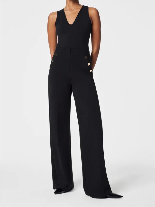 Eaksone - Button wide-leg flat T-shirt